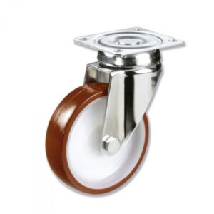 Rueda giratoria con freno poliuretano Gayner diametro 80 mm. BIPG3 080 NPL3-FD codigo 33-94/2-FD