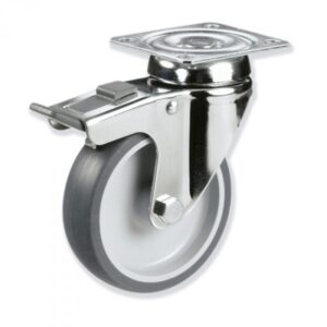 Rueda giratoria con freno goma Gayner diametro 125 mm. BIPG3 125 PGL3-FD codigo 33-94/6-FD