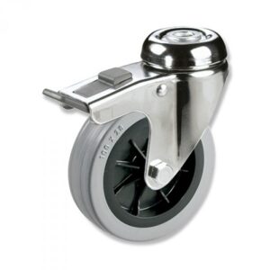 Rueda giratoria con freno goma Gayner diametro 100 mm. BITG3 100 PGL3-FD codigo 33-84/3-FD