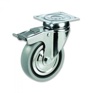 Rueda giratoria con freno caucho Gayner diametro 100 mm. BPG3 100 PCL3-FD codigo 33-80/16-FD