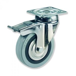 Rueda giratoria con freno goma Gayner diametro 100 mm. BPG3 100 PGL3-FD codigo 33-80/2-FD