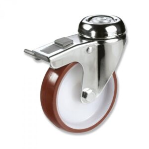 Rueda giratoria con freno poliuretano Gayner diametro 100 mm. BTG3 100 NPL3-FD codigo 33-70/5-FD