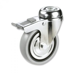 Rueda giratoria con freno caucho Gayner diametro 125 mm. BTG3 125 PCL3-FD codigo 33-72/2-FD