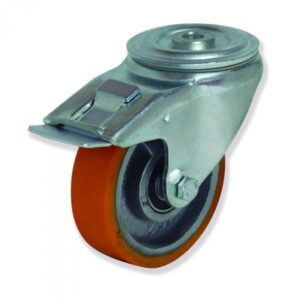 Rueda giratoria con freno poliuretano Gayner diametro 100 mm. FTG4 100 HPB4-FD codigo 34-638/4-FD - Imagen 1