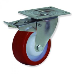 Rueda giratoria con freno poliuretano Gayner diametro 125 mm. MIPG4 125 NPL4-FD codigo 34-102/56-FD