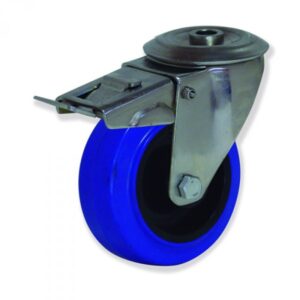 Rueda giratoria con freno goma Gayner diametro 125 mm. MITG4 125 NCR4-FD codigo 34-100/46-FD