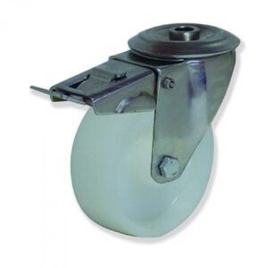 Rueda giratoria con freno nylon Gayner diametro 125 mm. MITG4 125 NYX4-FD codigo 34-100/54-FD
