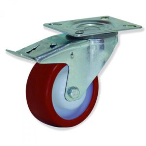 Rueda giratoria con freno poliuretano Gayner diametro 80 mm. MPG4 080 NPL4-FD codigo 34-090/32-FD - Imagen 1