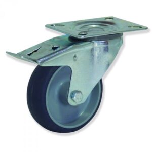 Rueda giratoria con freno caucho Gayner diametro 200 mm. MPG4 200 PCL4-FD codigo 34-098/04-FD