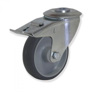 Rueda giratoria con freno caucho Gayner diametro 200 mm. MTG4 200 PCR4-FD codigo 34-088/06-FD