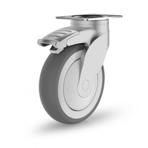 Rueda giratoria con freno caucho Gayner diametro 125 mm. SNPG3 125 PSB3-FD codigo 33-988/4-FD