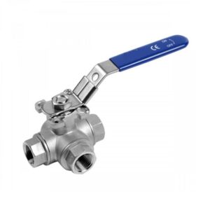 Valvula de esfera 3 vias paso en "T" a/inox. A-316 con rosca 3/4" y pletina ISO PN-63 - Imagen 1