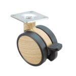 Rueda madera giratoria con freno Alex diametro 75 mm. modelo 1-0631