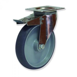 Rueda giratoria con freno poliuretano Gayner diametro 100 mm. MPG5 100 APB5-FD codigo 35-000/1-FD