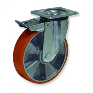 Rueda giratoria con freno poliuretano Gayner diametro 200 mm. KPG5 200 APB5-FD codigo 35-592-FD
