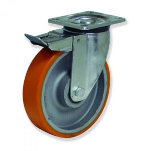 Rueda giratoria con freno poliuretano Gayner diametro 250 mm. KPG5 250 HPB6-FD codigo 35-628/4-FD - Imagen 1