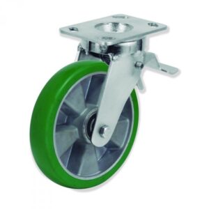 Rueda giratoria con freno poliuretano Gayner diametro 200 mm. QPG6 200 AEBB5-FD codigo 36-844-FD - Imagen 1