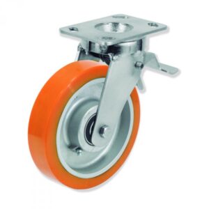 Rueda giratoria con freno poliuretano Gayner diametro 150 mm. QPG6 150 HPB6-FD codigo 36-854-FD