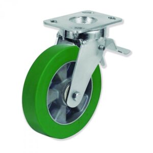 Rueda giratoria con freno poliuretano Gayner diametro 160 mm. QPG7 160 AEB5-FD codigo 37-50/8-FD