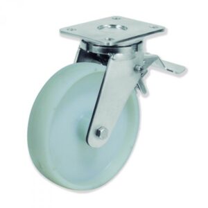 Rueda giratoria con freno nylon Gayner diametro 200 mm. QPG7 200 NYB6-FD codigo 37-60/4-FD