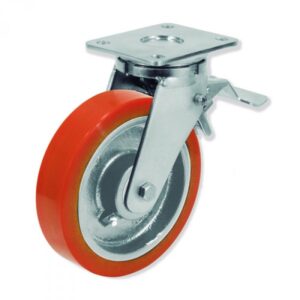 Rueda giratoria con freno vulkollan Gayner diametro 200 mm. QPG7 200 HVB6-FD codigo 37-66-FD