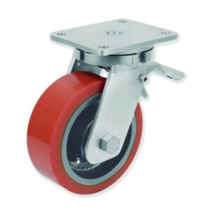 Rueda giratoria con freno vulkollan Gayner diametro 200 mm. QPG8 200 HVB8-FD codigo 38-162-FD