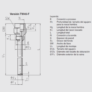 Vaina a/inox. Wika para roscar Forma 5 G 1/2" B 10x0,9 mm. 182 mm. codigo 3244407 - Imagen 2