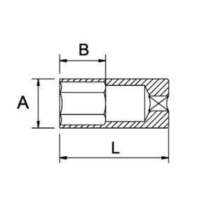 Llave de vaso de impacto 1/2" serie larga Ega Master 3/8" 6 cantos codigo 55630 - Imagen 2