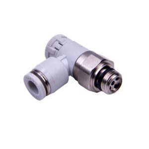 Regulador de caudal con bloqueo macho cilindrico-tubo Airtac D-10 1/4"G gris codigo GPTL1002A