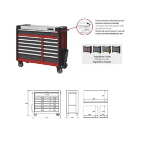 Armario carro de herramientas Ega Master 13 cajones color rojo codigo 50954 - Imagen 3