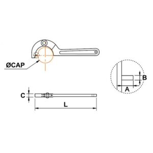 Llave de gancho con pin articulada Ega Master 15-35 mm. codigo 58120 - Imagen 2