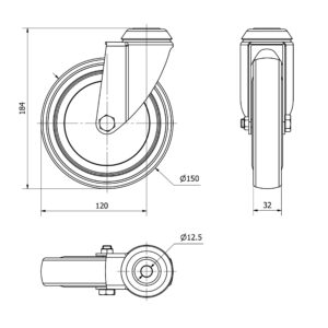 Rueda goma giratoria Alex diametro 150 mm. modelo TW0249 - Imagen 3
