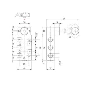 Valvula palanca inox. Aignep 5/3 C.C. 1/4" 3 posiciones fijas X1VL27CC03 - Imagen 2