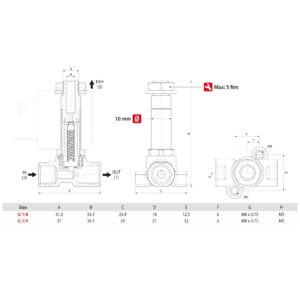 Electrovalvula Aignep accionamiento directo 3/2 N.C. 1/8" laton NBR 2 mm. 01F02302N0 - Imagen 2