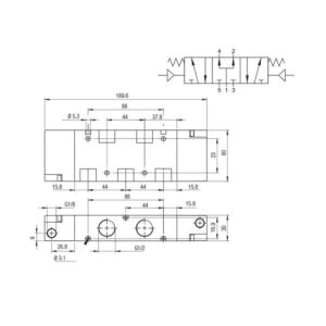 Valvula monoestable Aignep 5/3 P.C. 1/2" retorno muelle 01VP07PC05 - Imagen 2