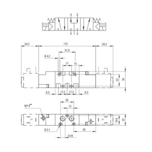 Electrovalvula monoestable Aignep 5/3 P.C. 1/8" retorno muelle 01VS07PC02 - Imagen 2