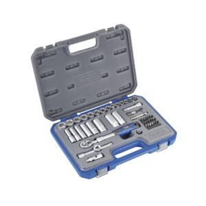 Juego de llaves de vaso 3/8" con llave de carraca extensible 54 piezas Alyco codigo 192287