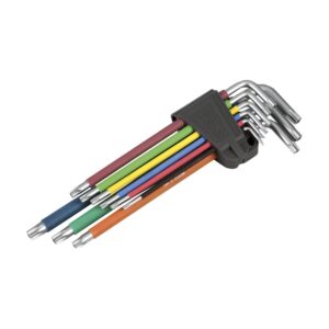 Juego llaves torx inviolable extralargas 9 piezas soporte goma Alyco codigo 193148