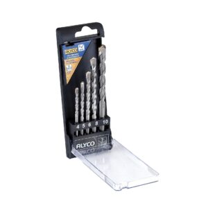 Juego de 5 brocas para hormigon mango cilindrico 4-5-6-8-10 mm. Alyco codigo 122070