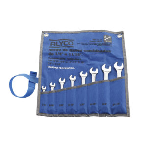 Juego llaves combinadas 8 piezas en bolsa nylon 1/4"-11/16" Alyco codigo 190140