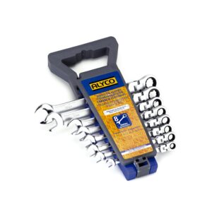 Juego llaves combinadas carraca flexible 8 piezas en soporte 8-19 mm. Alyco codigo 191951