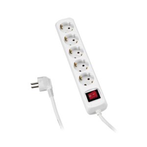 Base 5 enchufes con interruptor 3x1,5 mm². 1,4 mts. Alyco codigo 199465