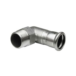 Codo 90º rosca macho prensar hembra acero inoxidable A-316L 1/2" D-18 mm. - Imagen 3