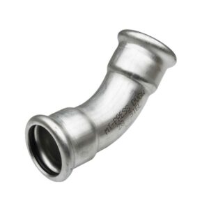 Curva 45º hembra-hembra prensar acero inoxidable A-316L D-54 mm.