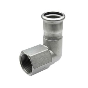 Codo 90º rosca hembra prensar hembra acero inoxidable A-316L 1-1/4" D-35 mm.
