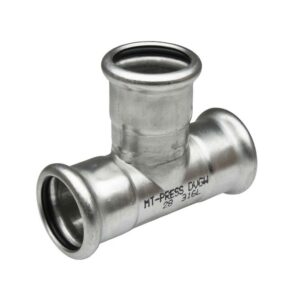 Te reducida hembra-hembra-hembra prensar acero inoxidable A-316L D-88-76-88 mm.