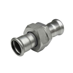 Racor 3 piezas hembra prensar acero inoxidable A-316L D-15 mm.