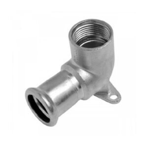 Codo 90º placa prensar hembra acero inoxidable A-316L D-15x1/2" mm.