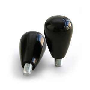 Pomo liso espiga roscada acero resina negra D-22 mm. M-6