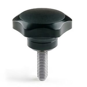 Star-stub espiga roscada inoxidable resina negra D-66 mm. M-12x35 mm.